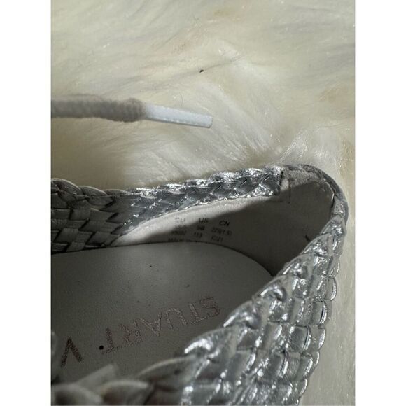 Stuart Weitzman woven metallic leather sneakers silver 38 - Picture 12 of 15
